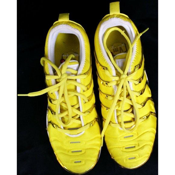 NIke Vapormax Air Plus Yellow Gold Womens 5.5 Sneakers Lace Up Athletic Shoes - Picture 7 of 10